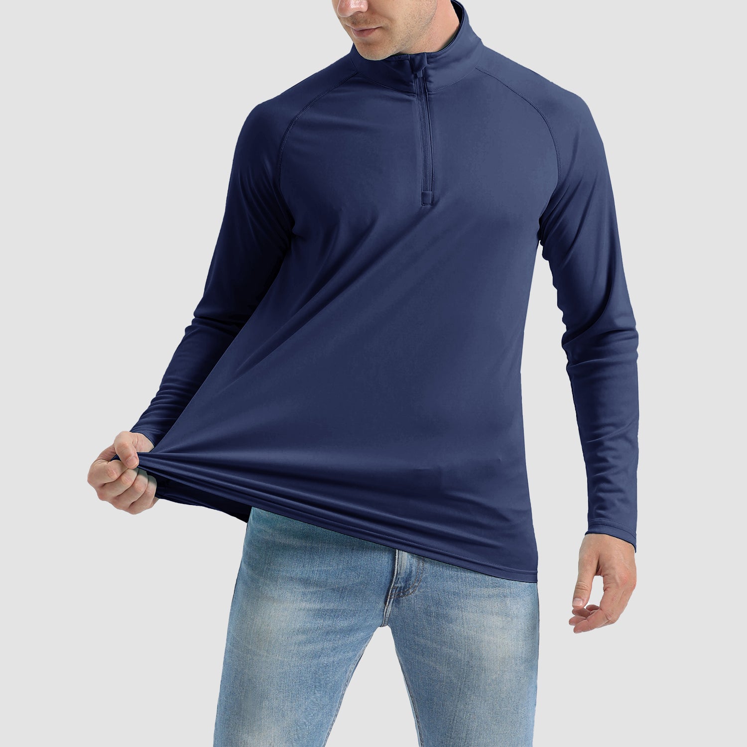 Men's UPF 50 Quick Dry Shirts 1/4 Zip Breathable Long Sleeve Shirts for Outdoor Sports