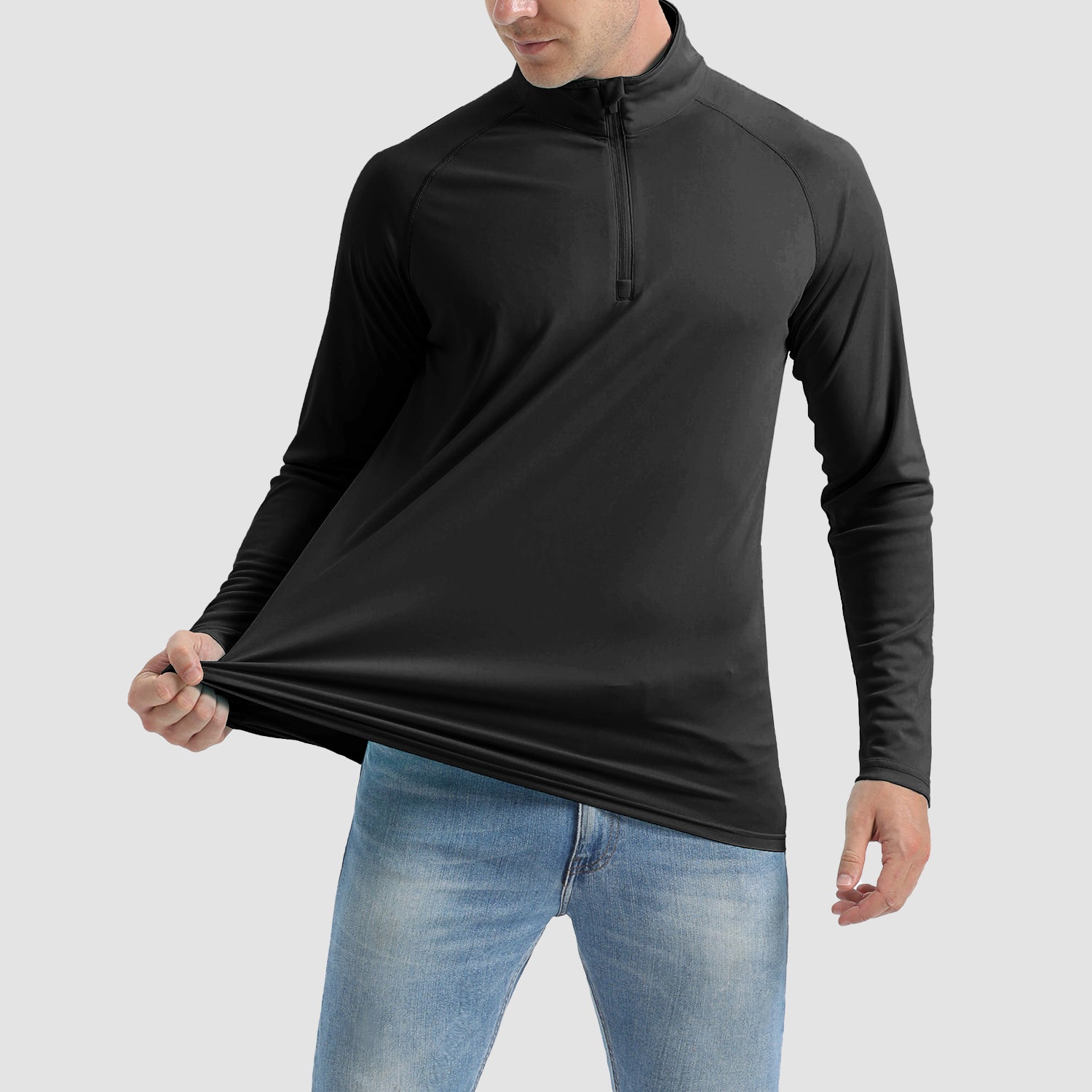 Men's UPF 50 Quick Dry Shirts 1/4 Zip Breathable Long Sleeve Shirts for Outdoor Sports