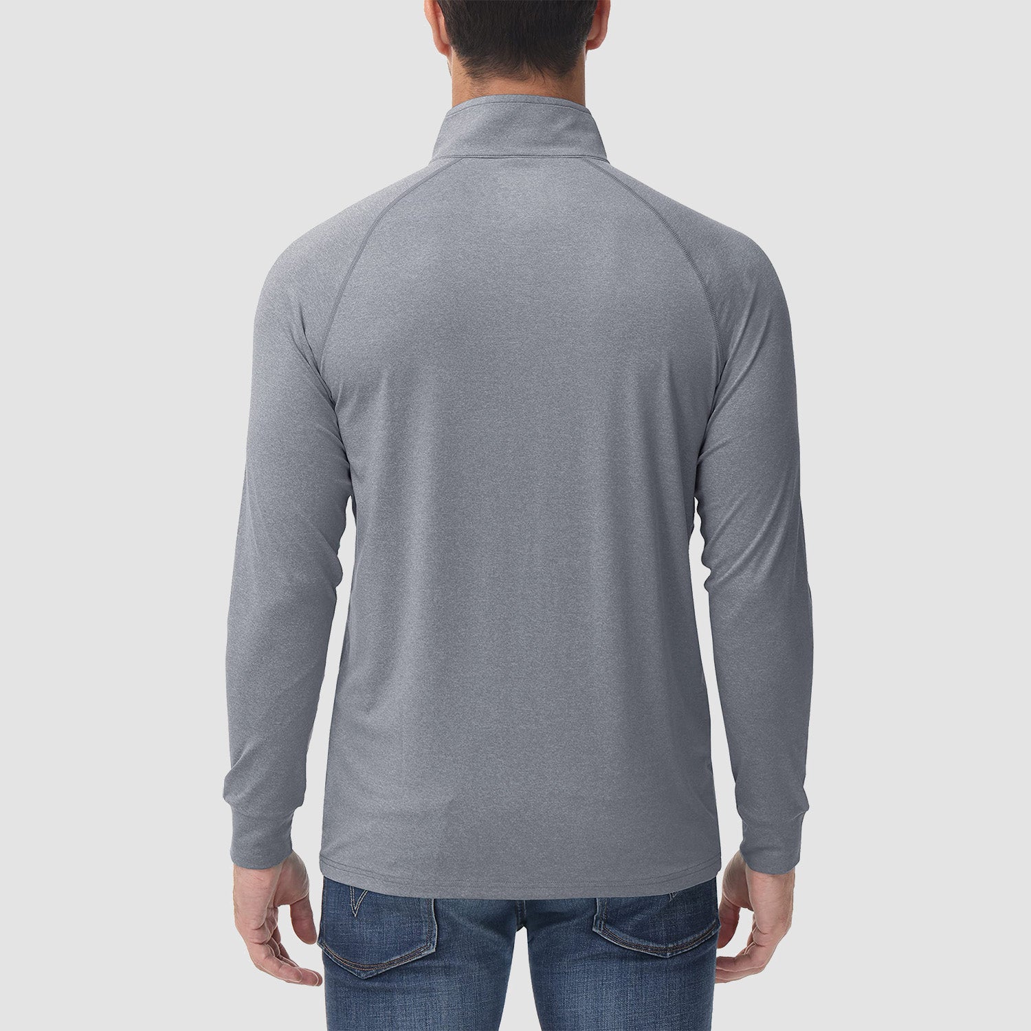 Light Grey Men's Lands End UPF50+ Sun Shirt, Long Sleeve Quick Dry - MAGCOMSEN