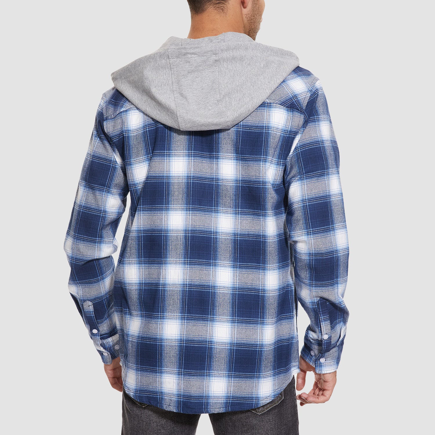 Men's Flannel Plaid Shirt Hoodie Fleece Shirt - MAGCOMSEN