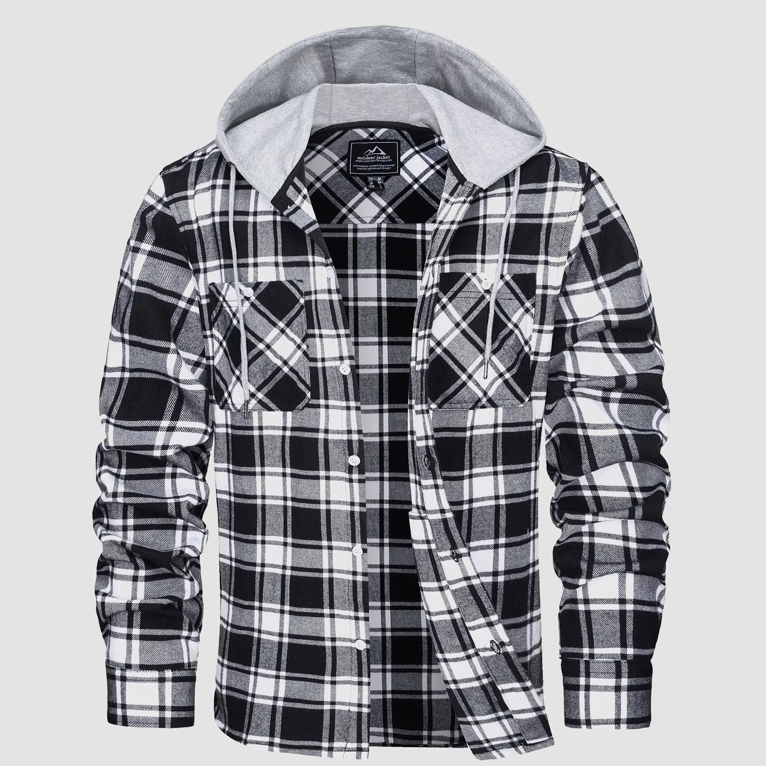 Men's Flannel Plaid Shirt Hoodie Fleece Shirt - MAGCOMSEN