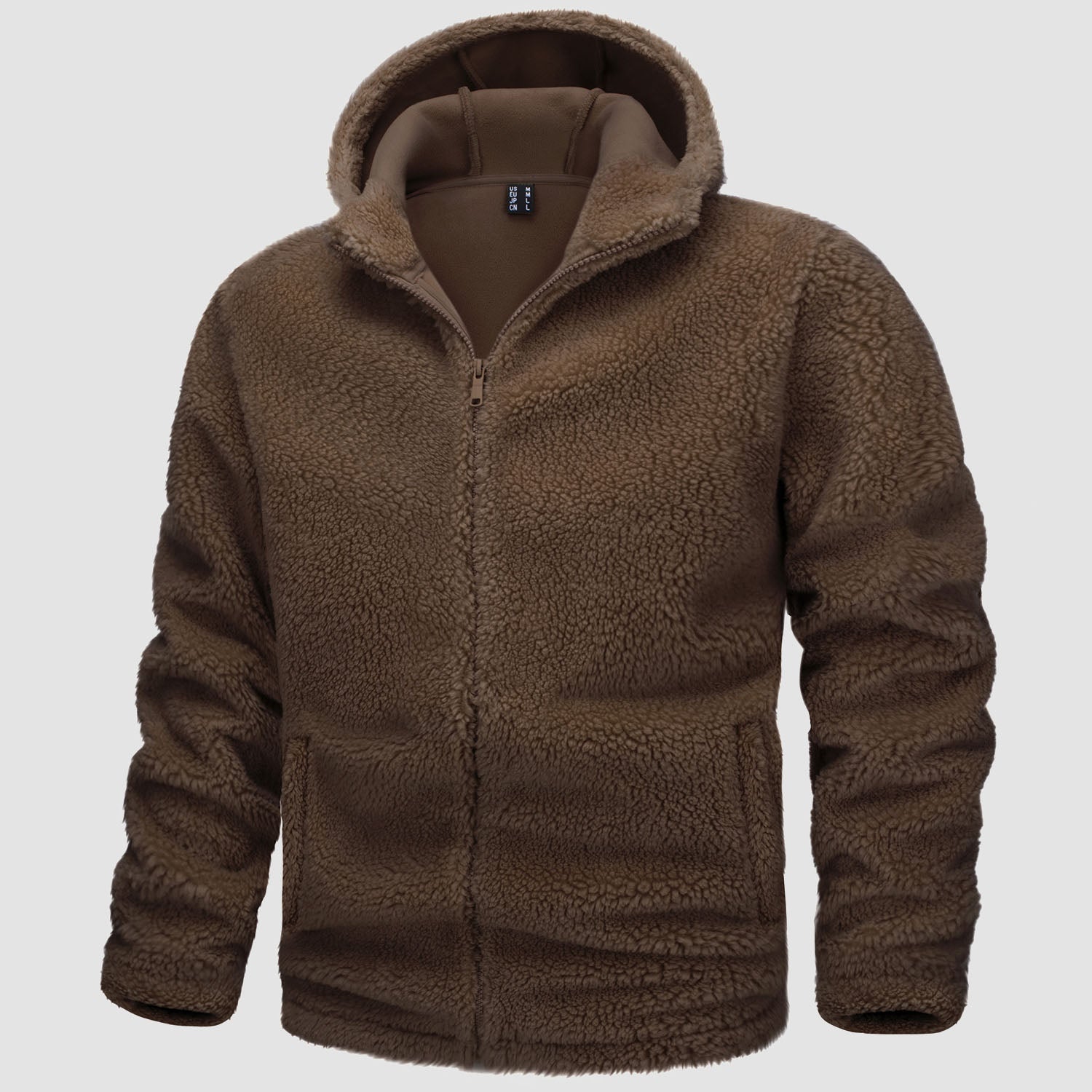 Men's Fleece Hoodie Sherpa Jacket Full Zip with 4 Pockets - MAGCOMSEN