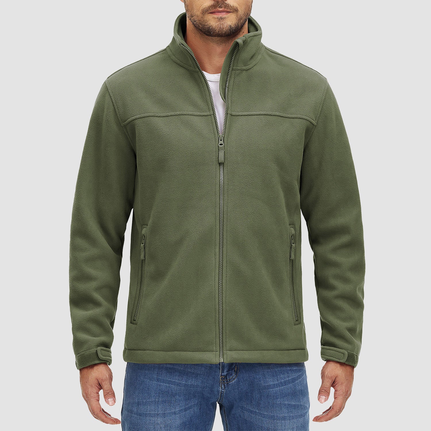 Men's Fleece Jacket Full Zip Lightweight Casual Jacket - MAGCOMSEN
