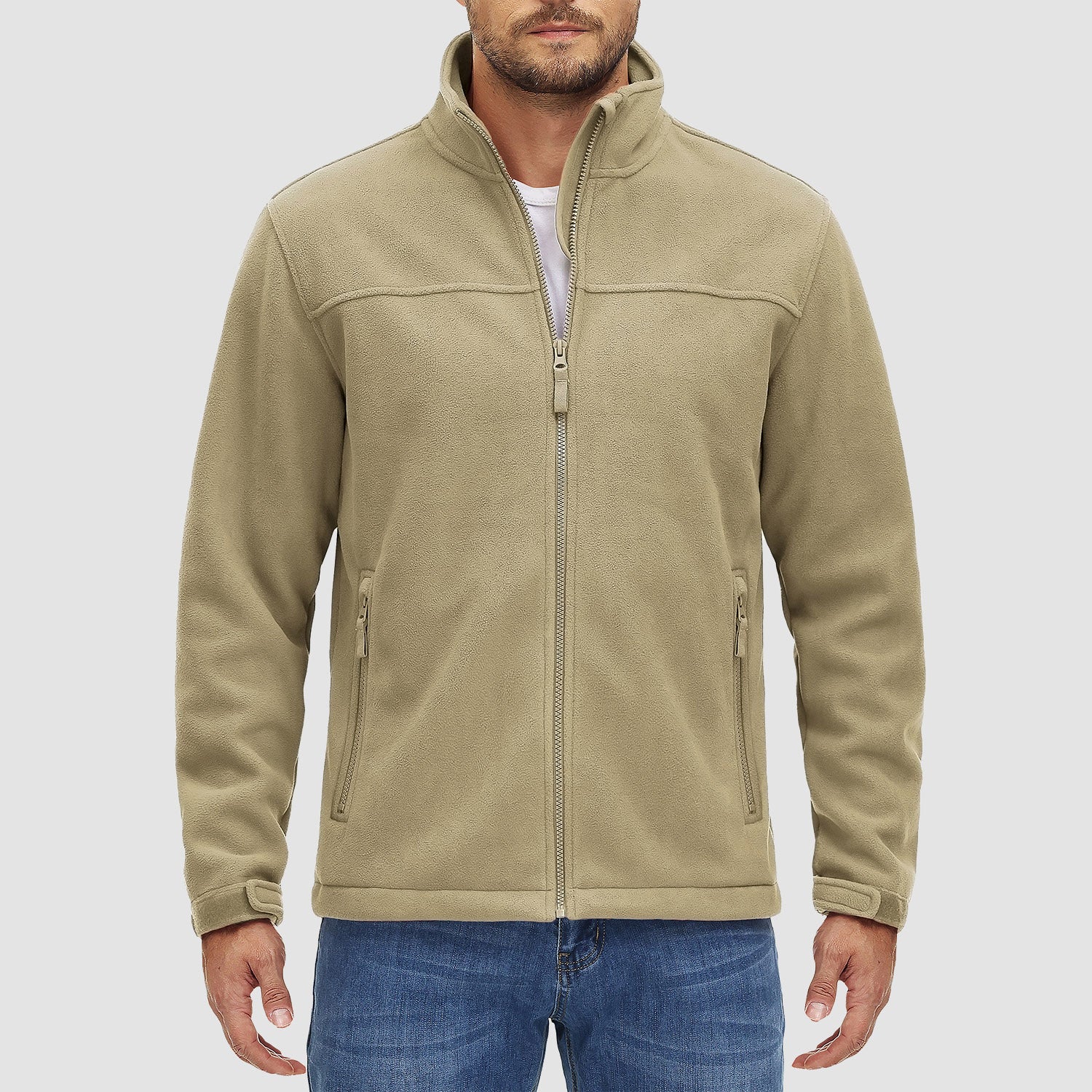 Men's Fleece Jacket Full Zip Lightweight Casual Jacket - MAGCOMSEN