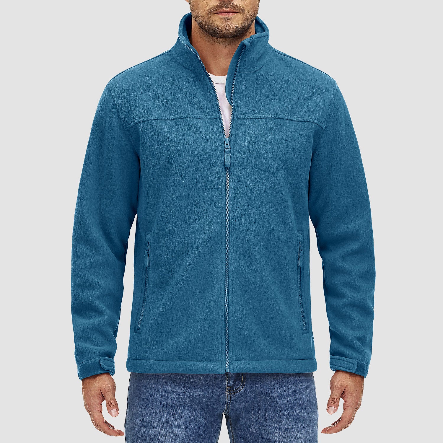 Men's Fleece Jacket Full Zip Lightweight Casual Jacket - MAGCOMSEN