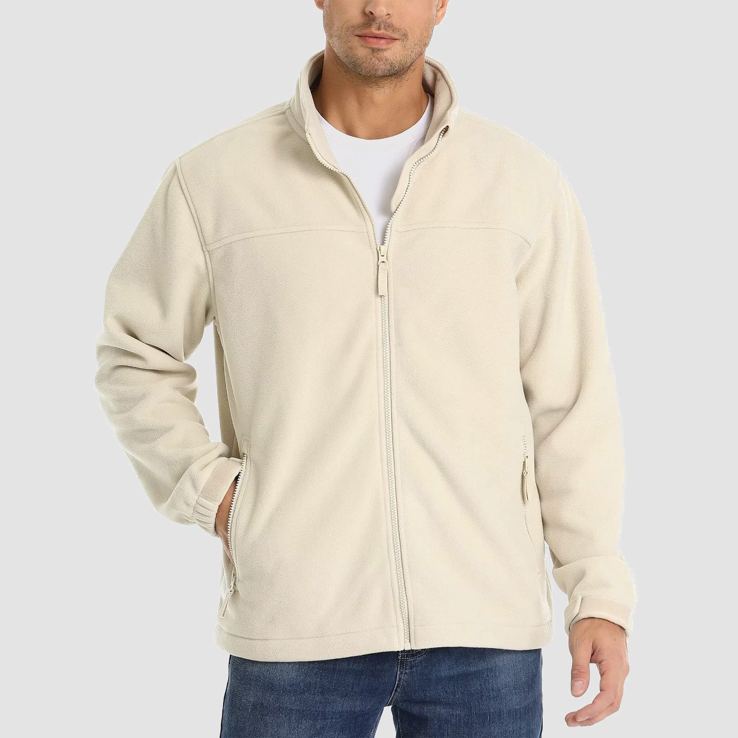 Men's Fleece Jacket Full Zip Lightweight Casual Jacket - MAGCOMSEN