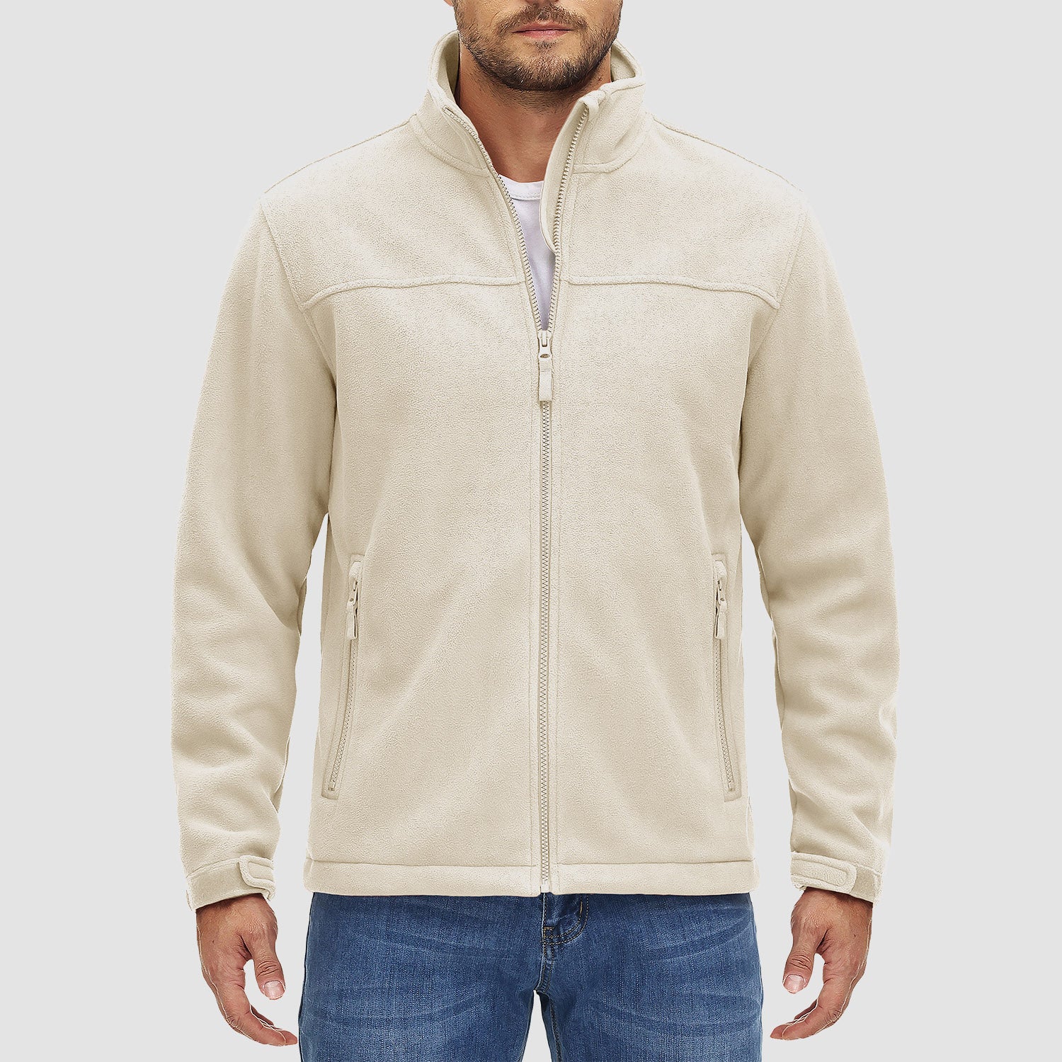 Men's Fleece Jacket Full Zip Lightweight Casual Jacket - MAGCOMSEN