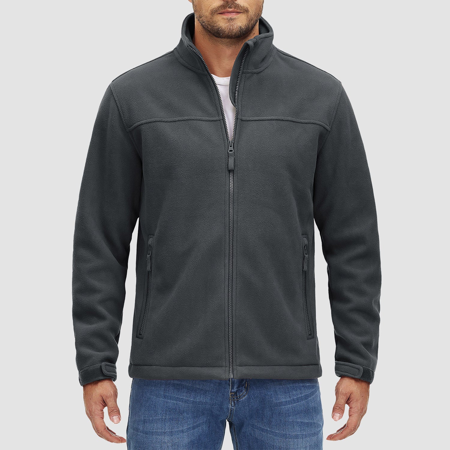 Men's Fleece Jacket Full Zip Lightweight Casual Jacket - MAGCOMSEN
