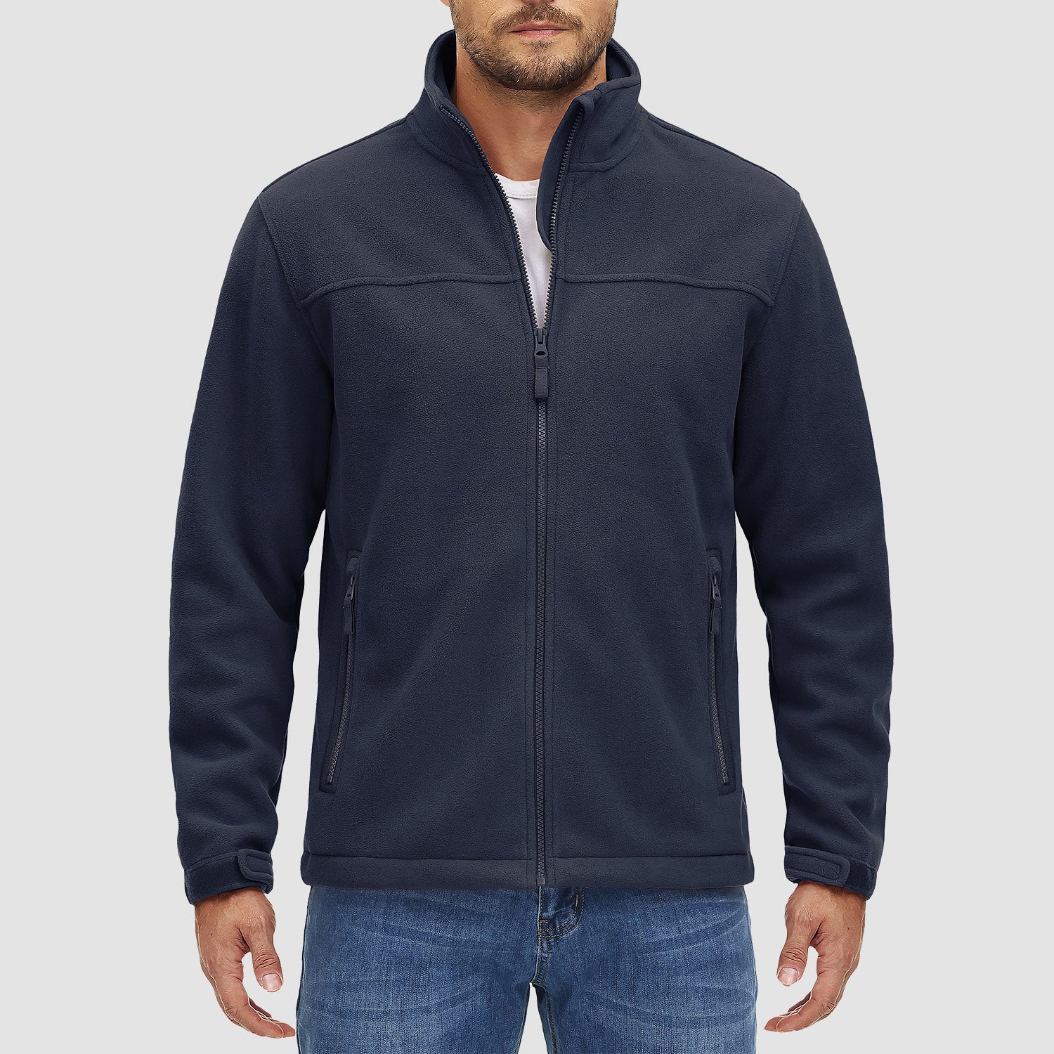 Men's Fleece Jacket Full Zip Lightweight Casual Jacket - MAGCOMSEN