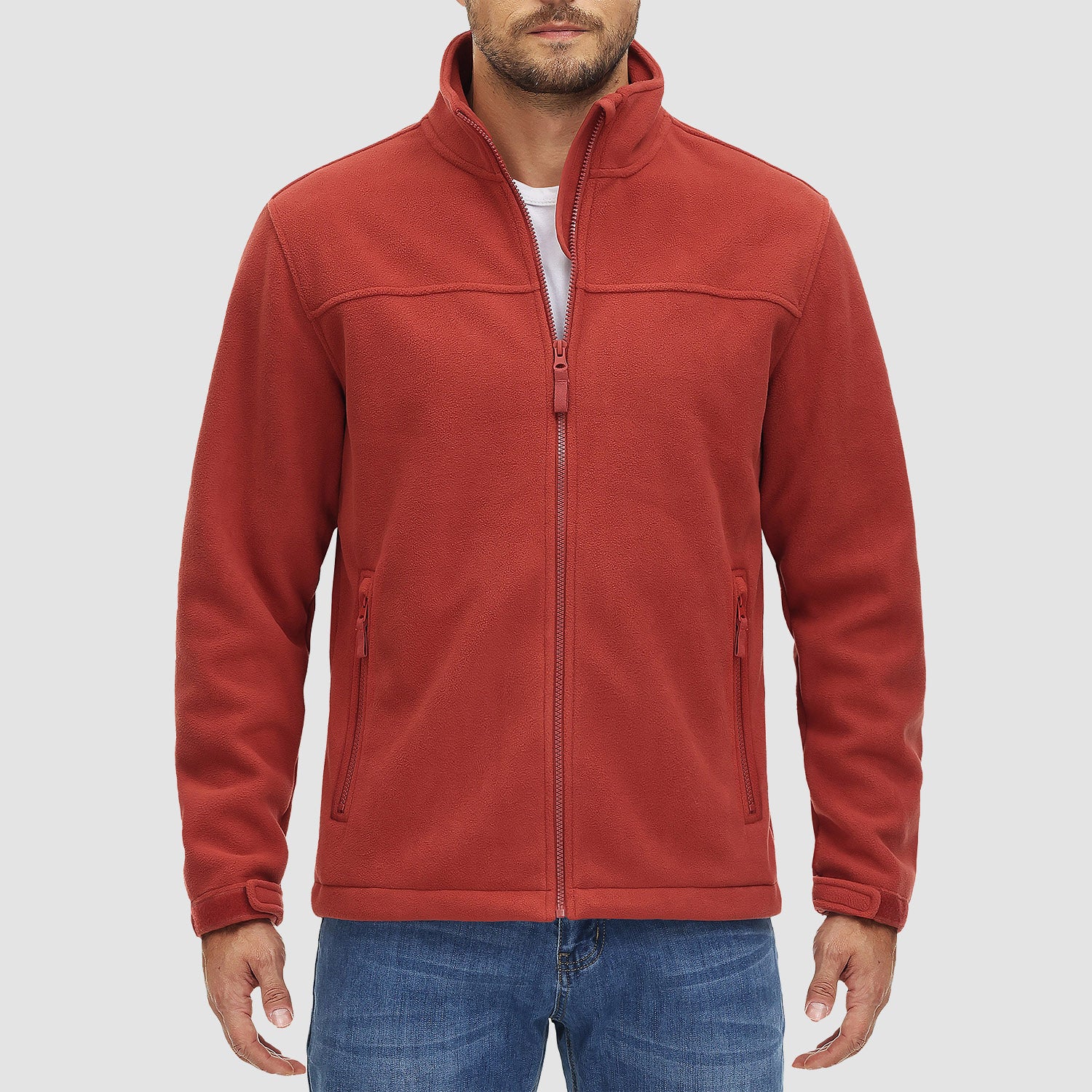 Men's Fleece Jacket Full Zip Lightweight Casual Jacket - MAGCOMSEN