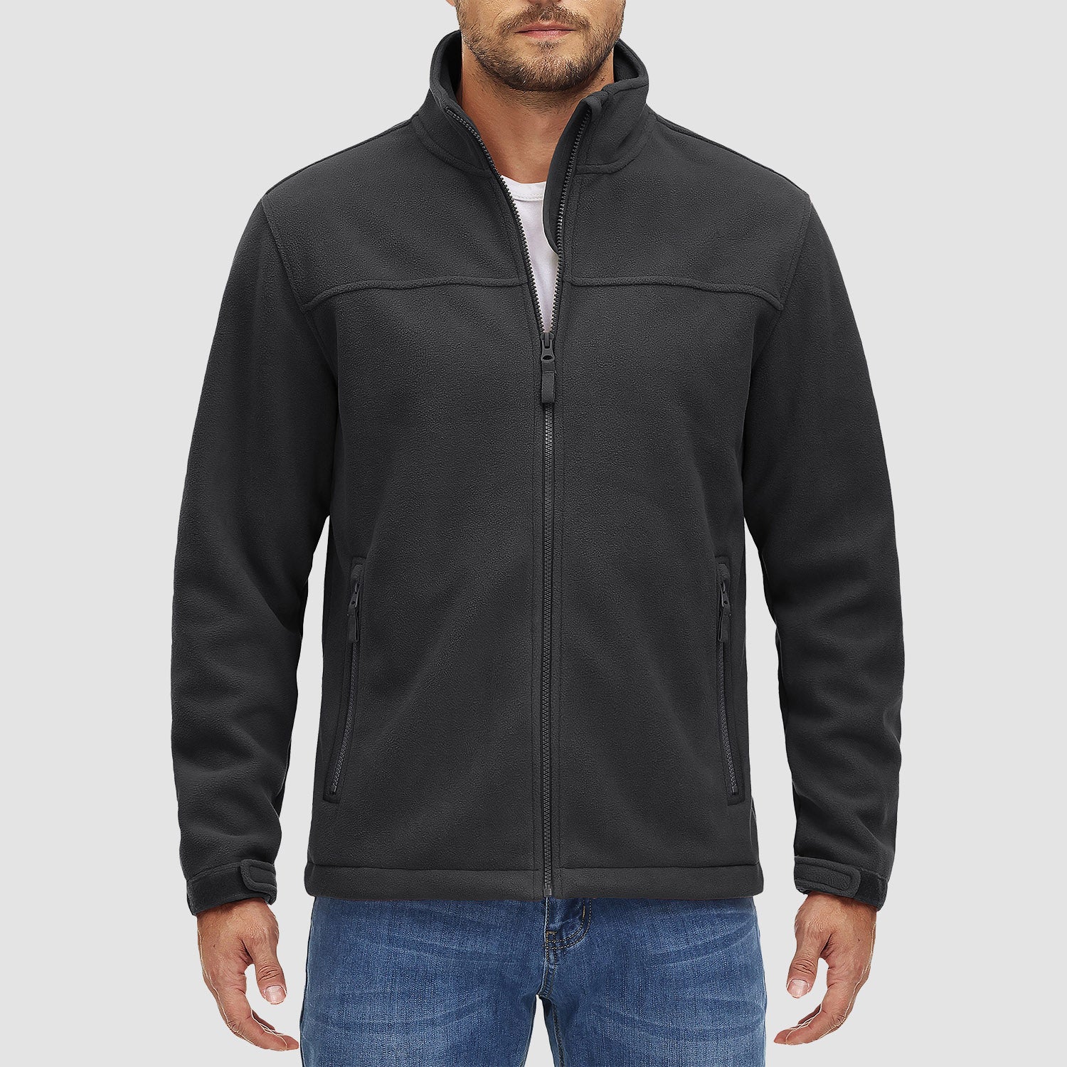 Men's Fleece Jacket Full Zip Lightweight Casual Jacket - MAGCOMSEN