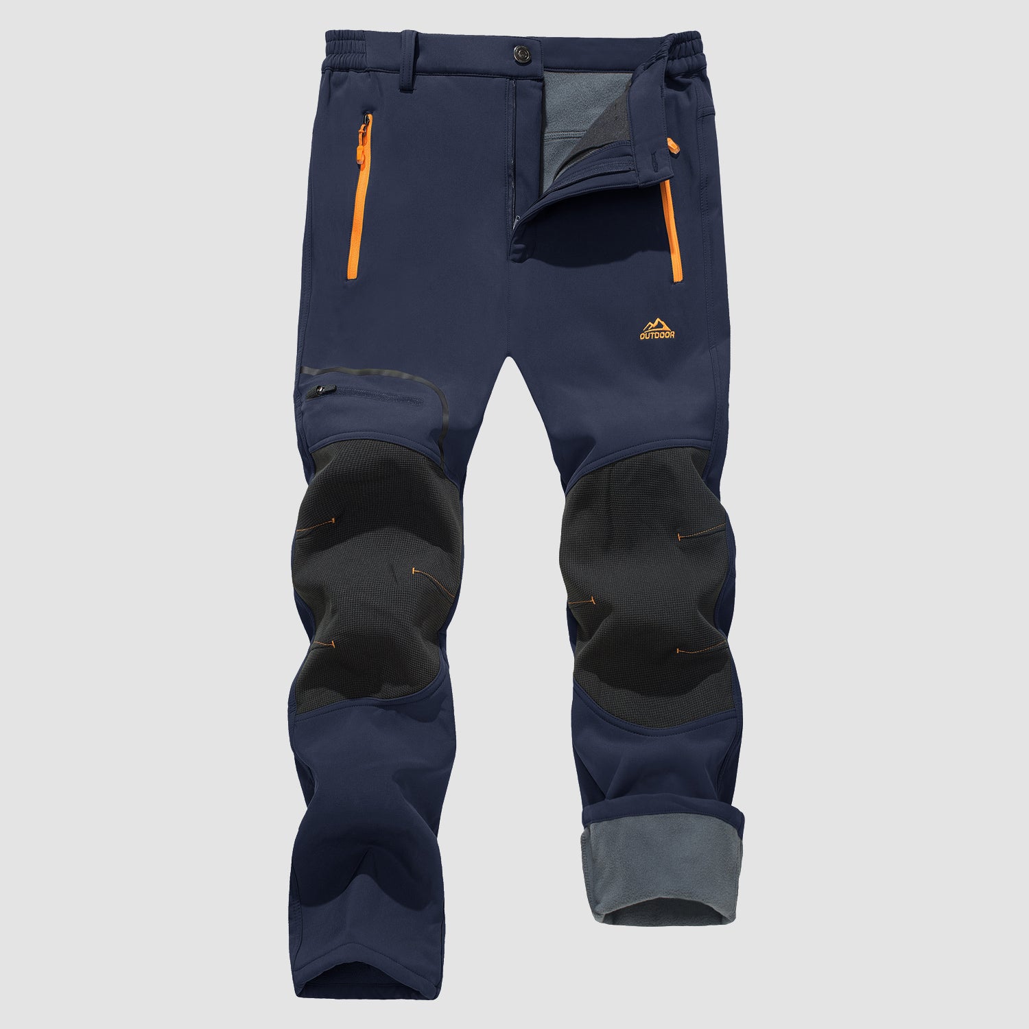 Men's Fleece Lined Softshell Pants with 4 Zipper Pockets Water Resistant Outdoor Hiking Skiing Pants