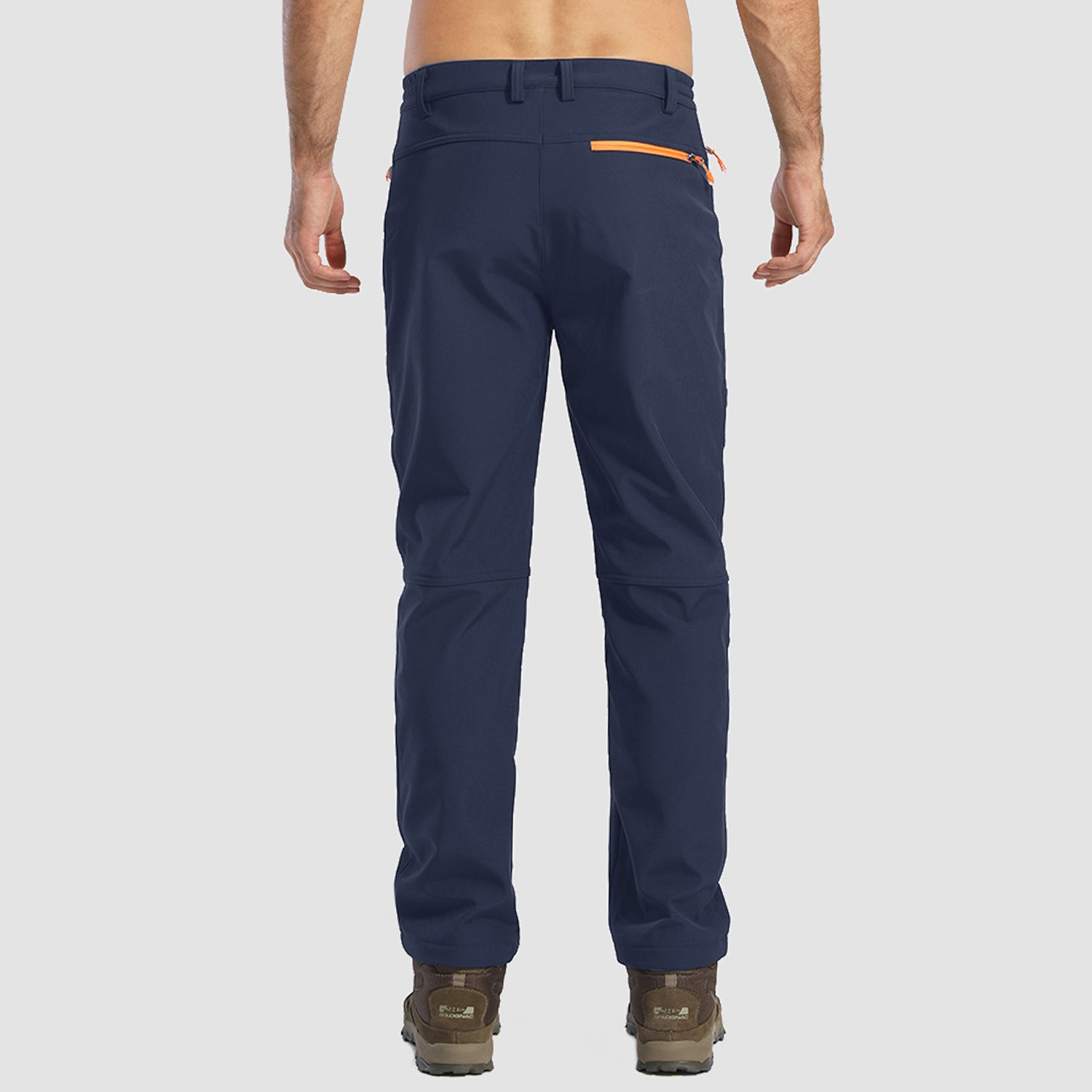 Men's Fleece Lined Softshell Pants with 4 Zipper Pockets Water Resistant Outdoor Hiking Skiing Pants