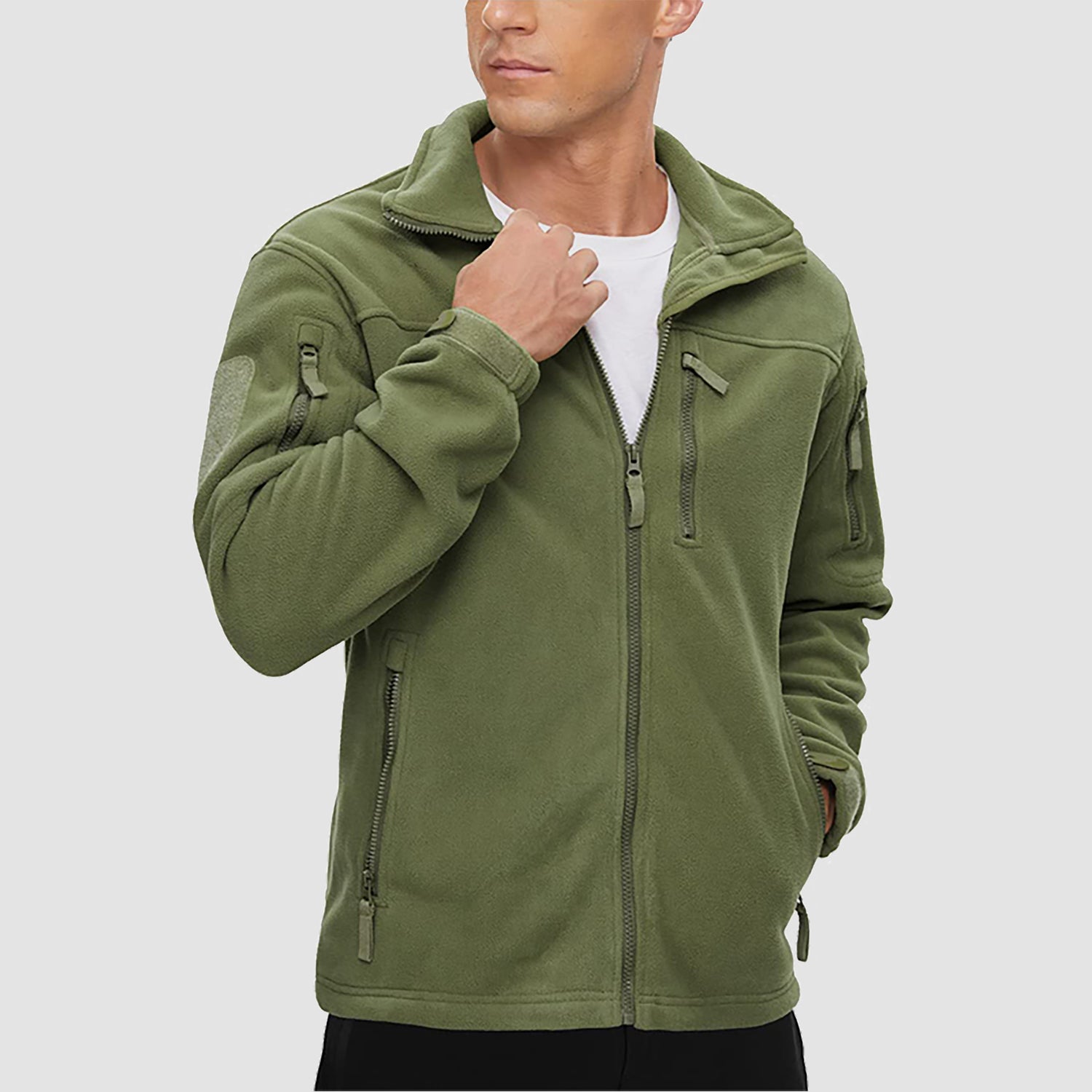 Men's Fleece Tactical Jacket Stand Collar Military Field Jackets - MAGCOMSEN