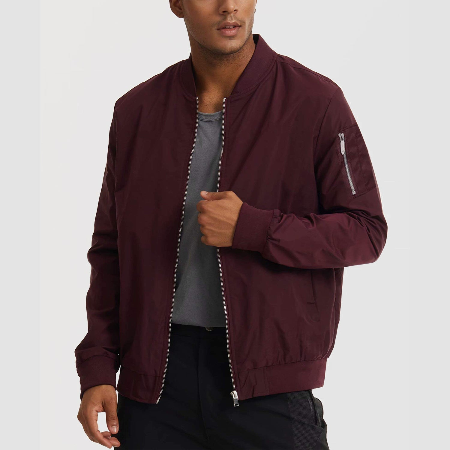 Men's Jacket Lightweight Windbreaker Bomber Jacket Windproof Casual Jacket Outwear