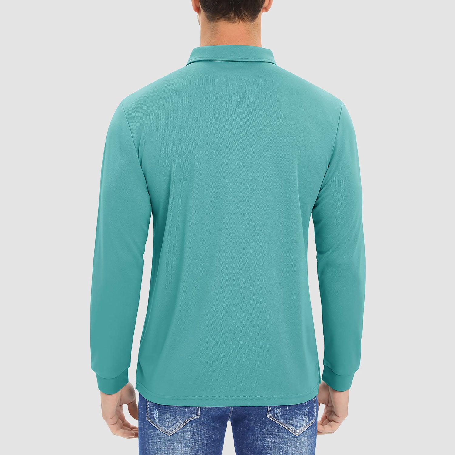 Men's Long Sleeve Quick-Dry Polo Shirt UPF Sun Protection