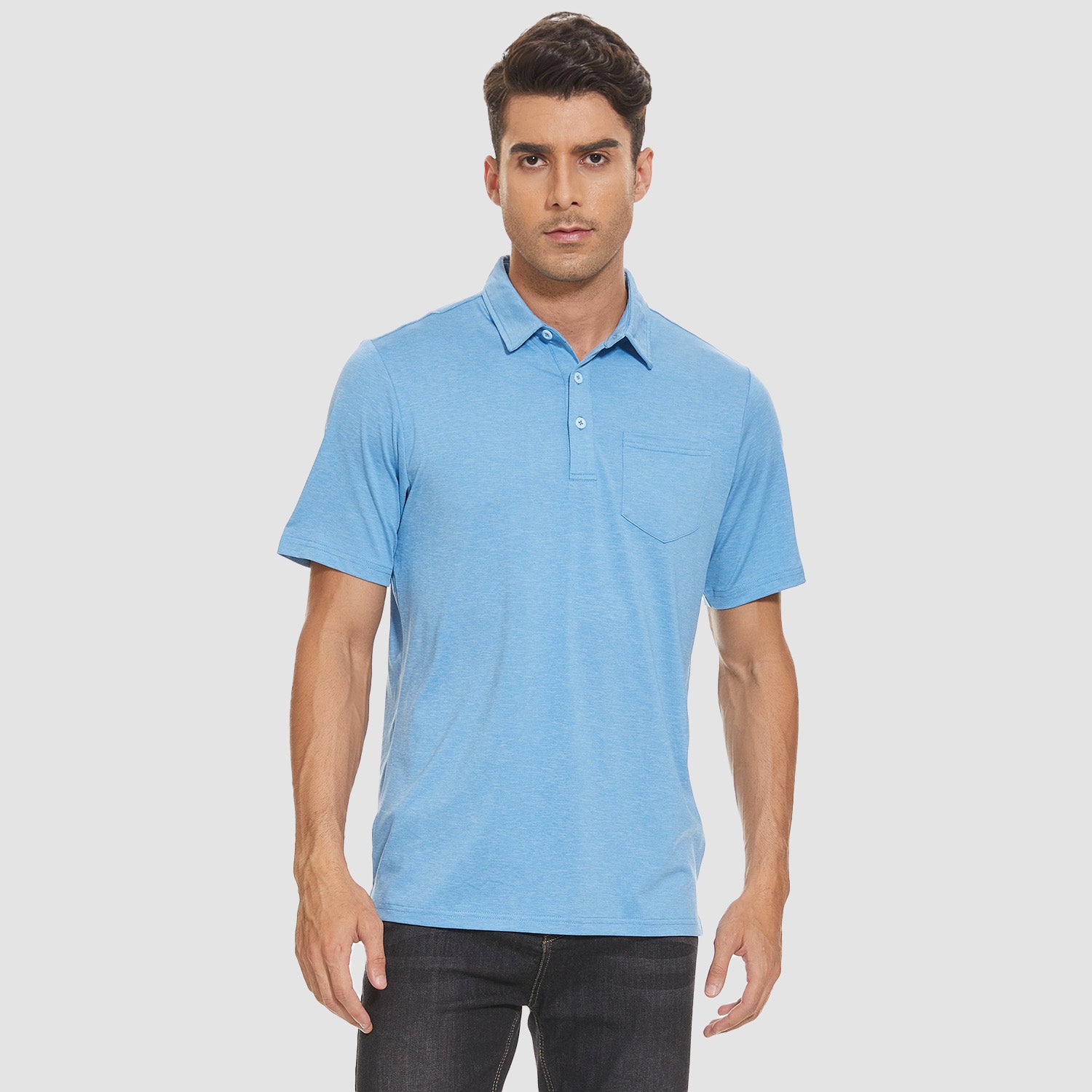 Men's Polo T-Shirts 3 Button Placket Quick Dry Performance Summer Shirts Pique Jersey Golf Polo Shirt