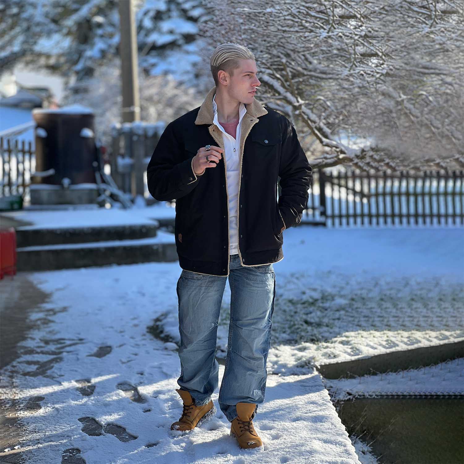 Men's Sherp Cargo Jacket Turn-down Collar Winter Coats - MAGCOMSEN