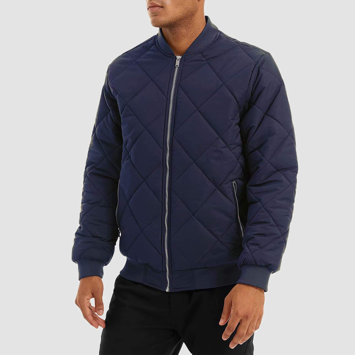 Men's Winter Bomber Jacket Outerwear with Zipper Pockets Thicken Warm Windbreaker Coats