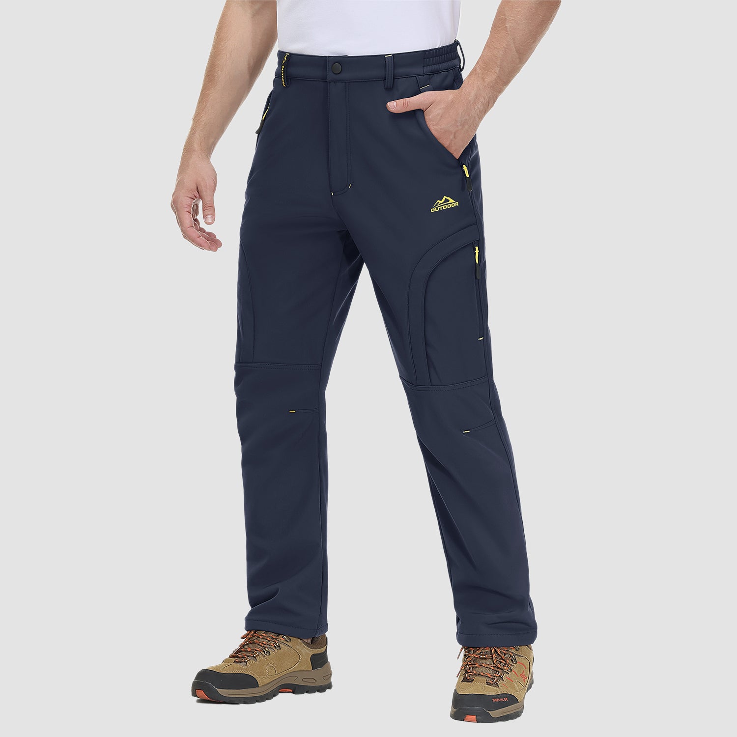 Men's Winter Pants with 5 Zip Pockets Snow Ski Pants Fleece Lined Water Resistant Hiking Pants - MAGCOMSEN