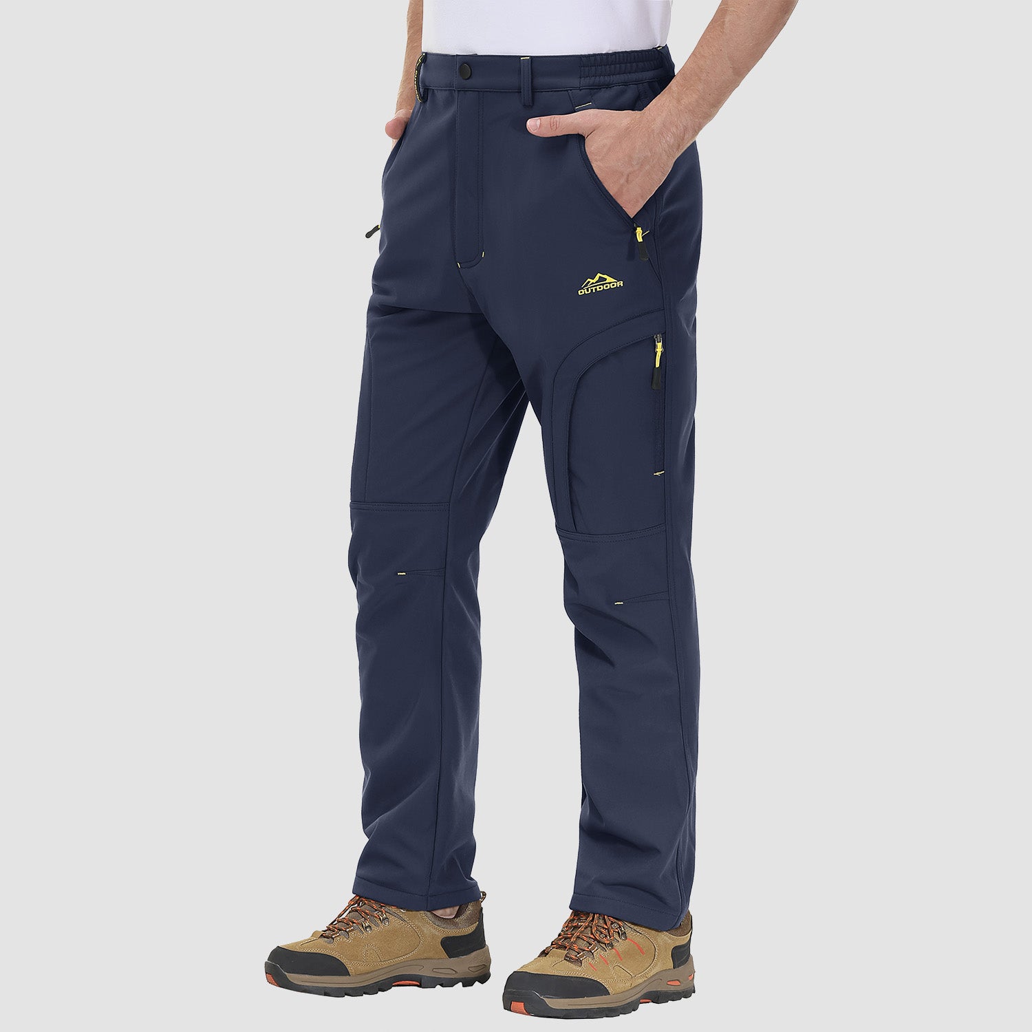Men's Winter Pants with 5 Zip Pockets Snow Ski Pants Fleece Lined Water Resistant Hiking Pants - MAGCOMSEN