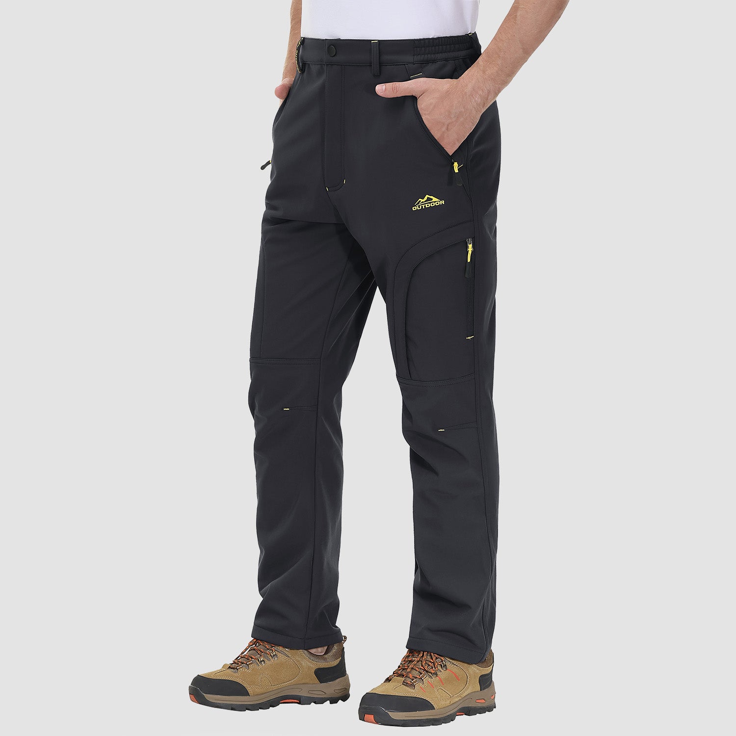 Men's Winter Pants with 5 Zip Pockets Snow Ski Pants Fleece Lined Water Resistant Hiking Pants - MAGCOMSEN