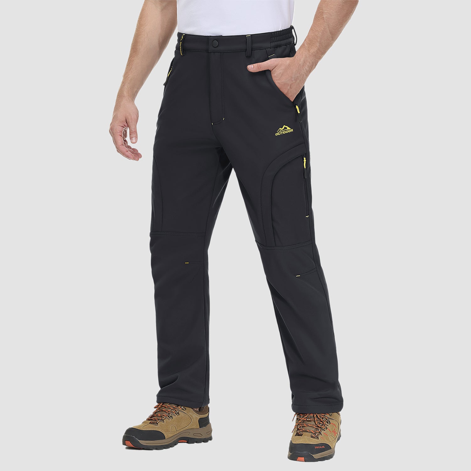 Men's Winter Pants with 5 Zip Pockets Snow Ski Pants Fleece Lined Water Resistant Hiking Pants - MAGCOMSEN