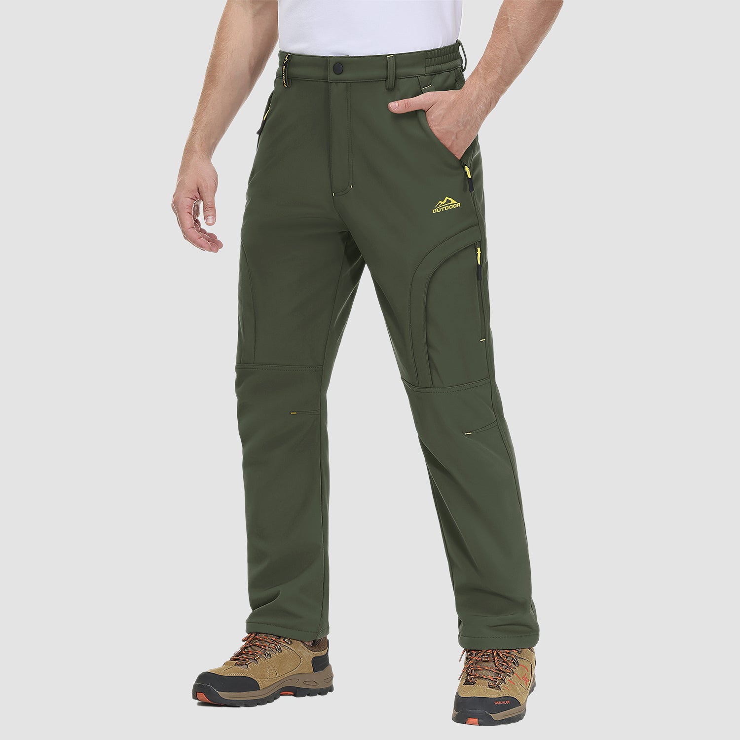 Men's Winter Pants with 5 Zip Pockets Snow Ski Pants Fleece Lined Water Resistant Hiking Pants - MAGCOMSEN