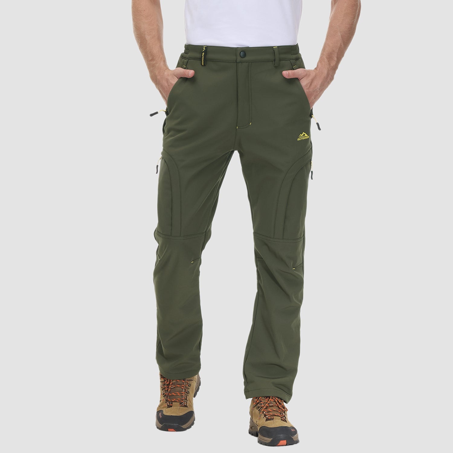 Men's Winter Pants with 5 Zip Pockets Snow Ski Pants Fleece Lined Water Resistant Hiking Pants - MAGCOMSEN