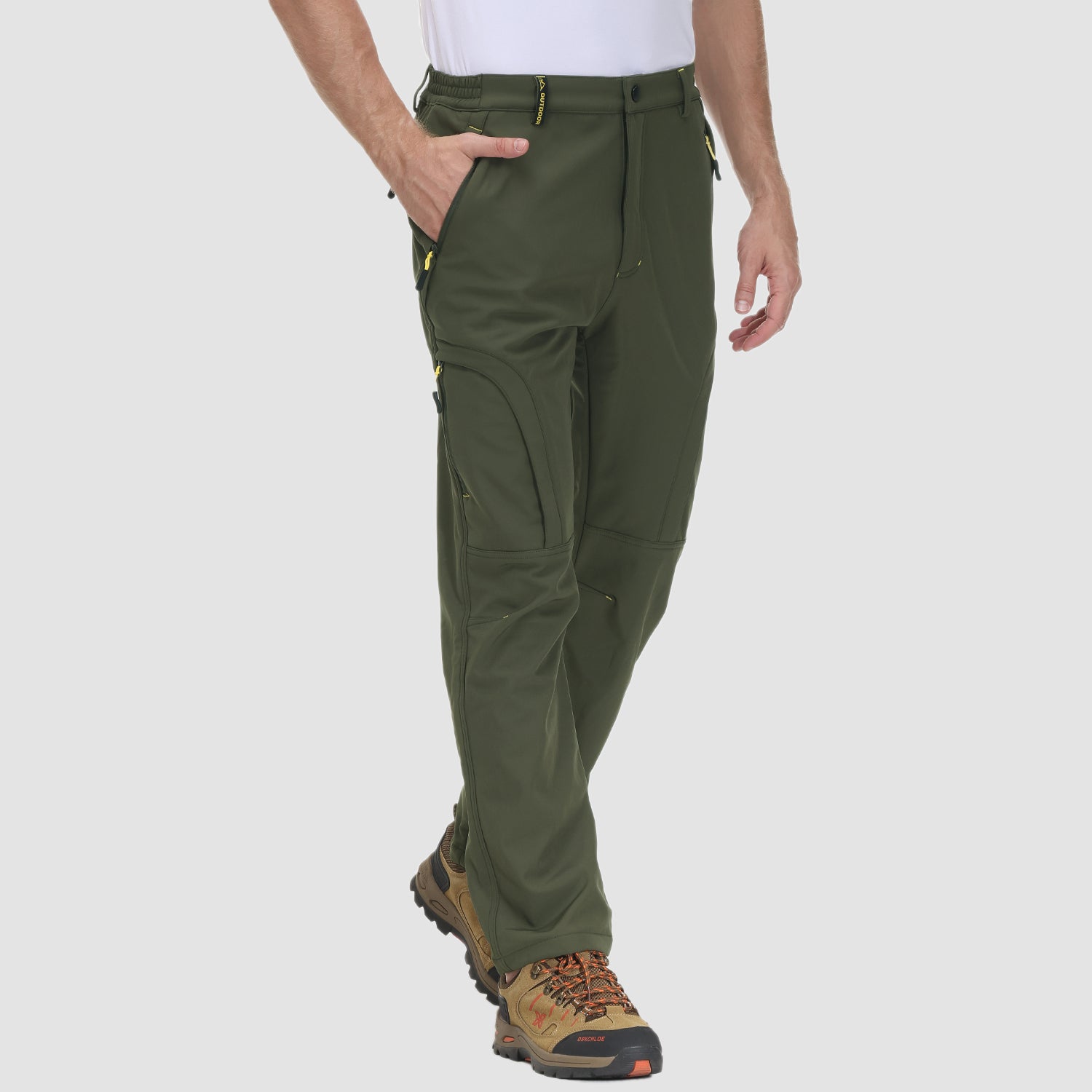 Men's Winter Pants with 5 Zip Pockets Snow Ski Pants Fleece Lined Water Resistant Hiking Pants - MAGCOMSEN