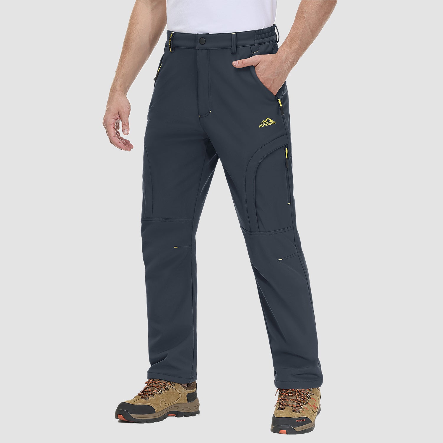 Men's Winter Pants with 5 Zip Pockets Snow Ski Pants Fleece Lined Water Resistant Hiking Pants - MAGCOMSEN