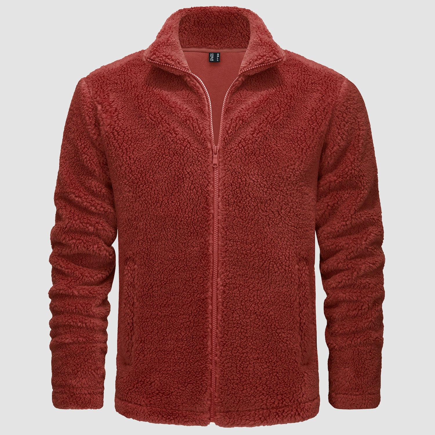 Men's Fluffy Sherpa Fleece Jacket Full Zip Casual Winter Outwear - MAGCOMSEN