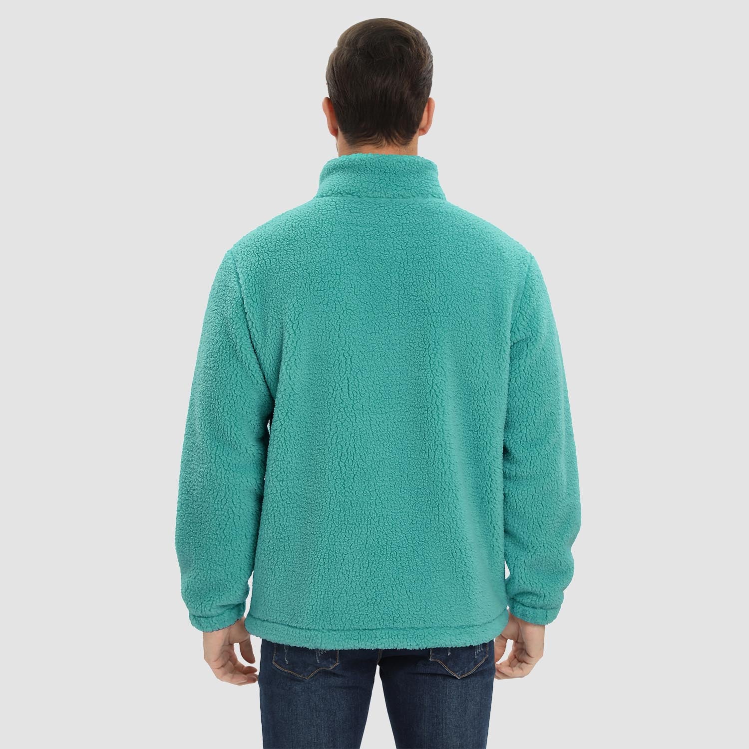 Men's Fluffy Sherpa Fleece Jacket Full Zip Casual Winter Outwear - MAGCOMSEN