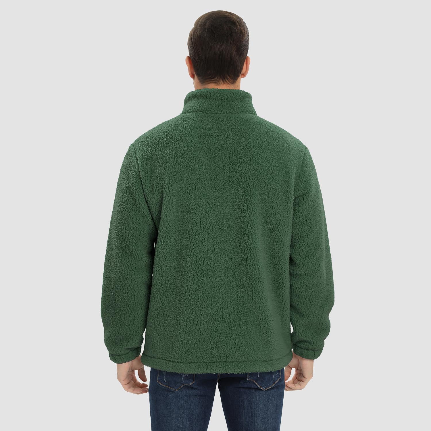 Men's Fluffy Sherpa Fleece Jacket Full Zip Casual Winter Outwear - MAGCOMSEN