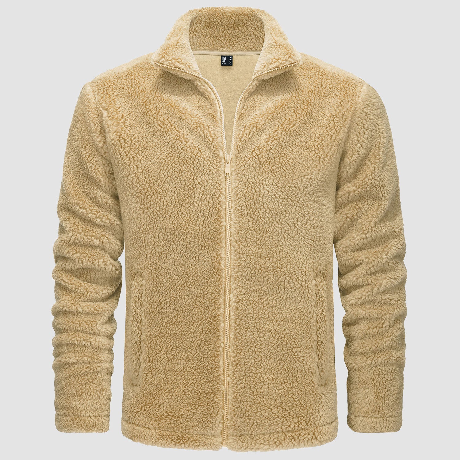 Men's Fluffy Sherpa Fleece Jacket Full Zip Casual Winter Outwear - MAGCOMSEN