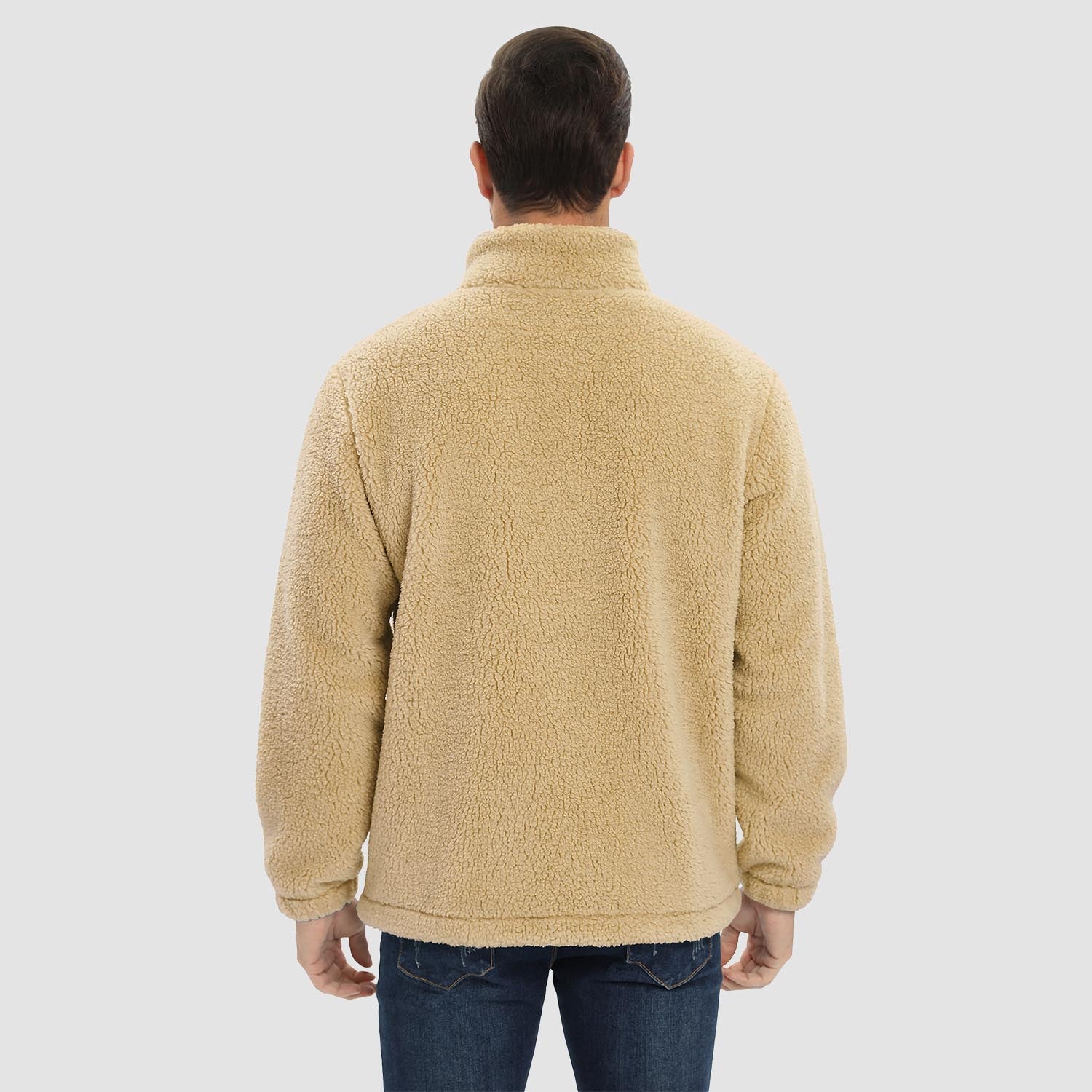 Men's Fluffy Sherpa Fleece Jacket Full Zip Casual Winter Outwear - MAGCOMSEN