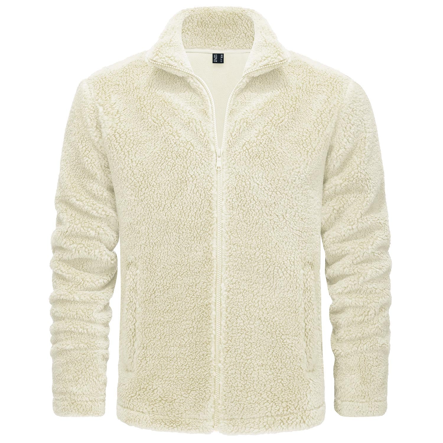 Men's Fluffy Sherpa Fleece Jacket Full Zip Casual Winter Outwear - MAGCOMSEN