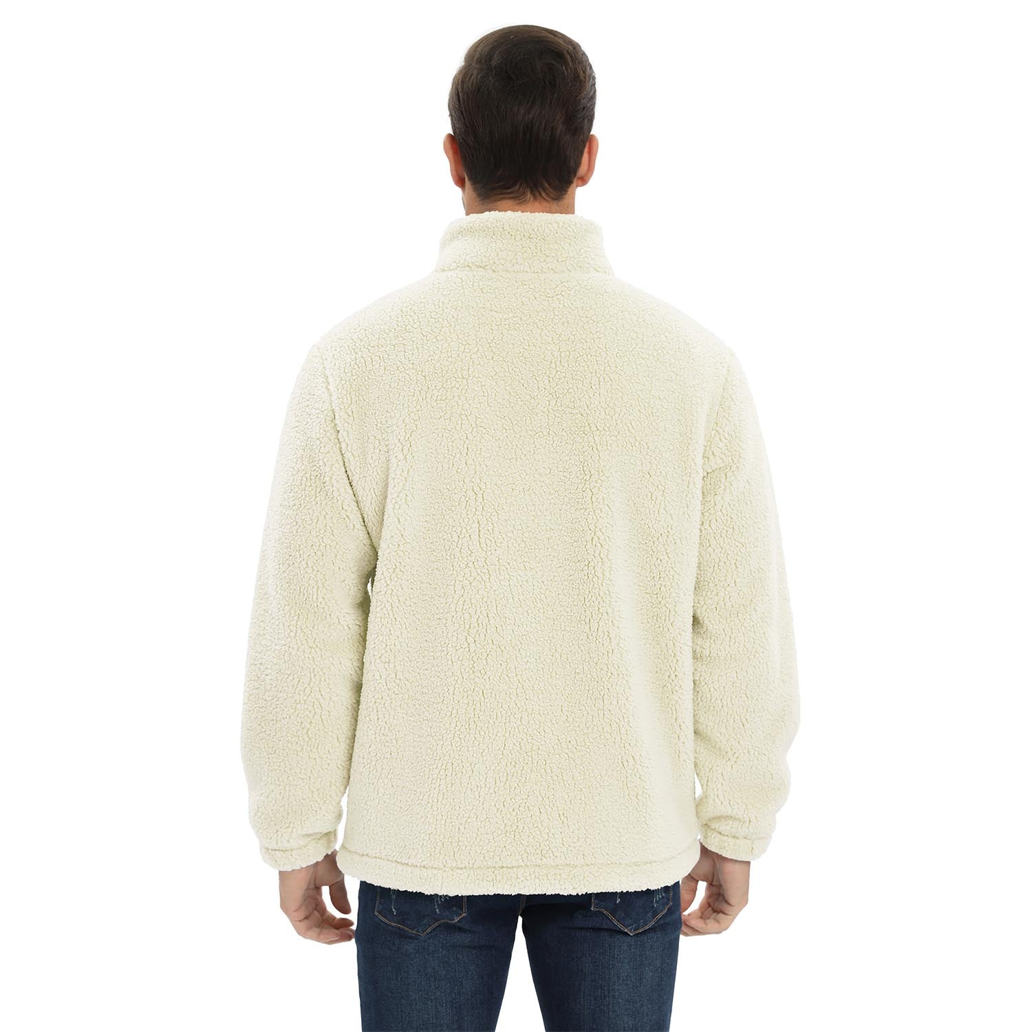 Men's Fluffy Sherpa Fleece Jacket Full Zip Casual Winter Outwear - MAGCOMSEN