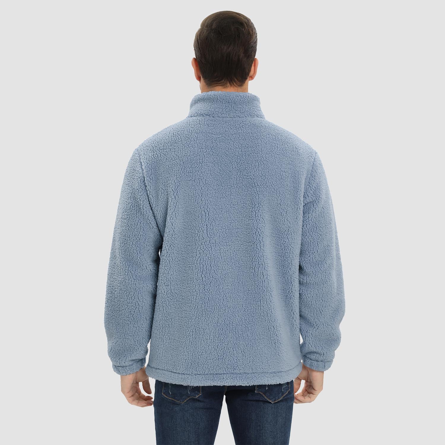 Men's Fluffy Sherpa Fleece Jacket Full Zip Casual Winter Outwear - MAGCOMSEN