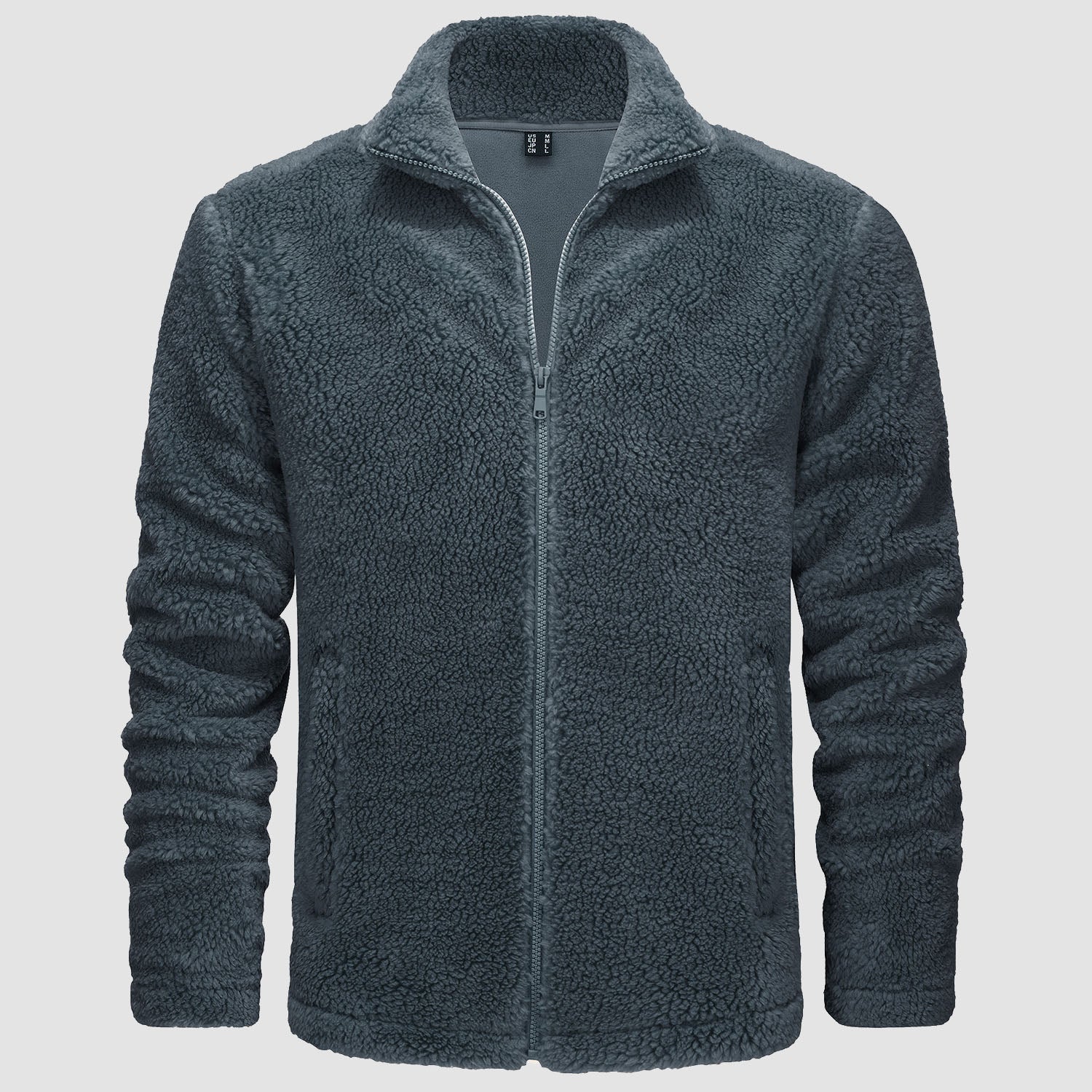 Men's Fluffy Sherpa Fleece Jacket Full Zip Casual Winter Outwear - MAGCOMSEN