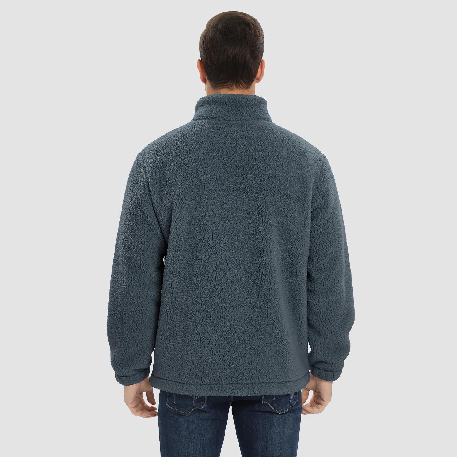 Men's Fluffy Sherpa Fleece Jacket Full Zip Casual Winter Outwear - MAGCOMSEN