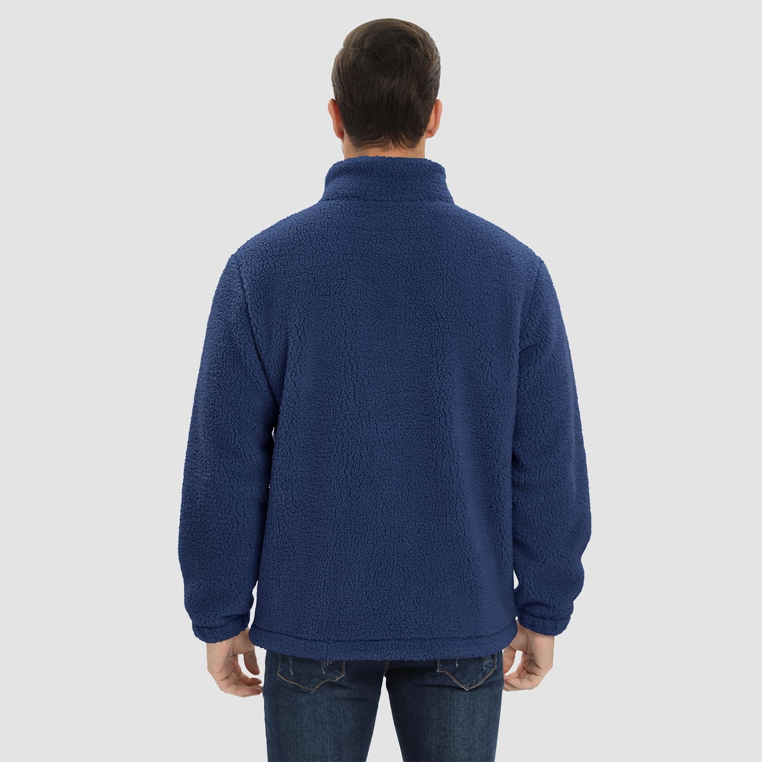 Men's Fluffy Sherpa Fleece Jacket Full Zip Casual Winter Outwear - MAGCOMSEN