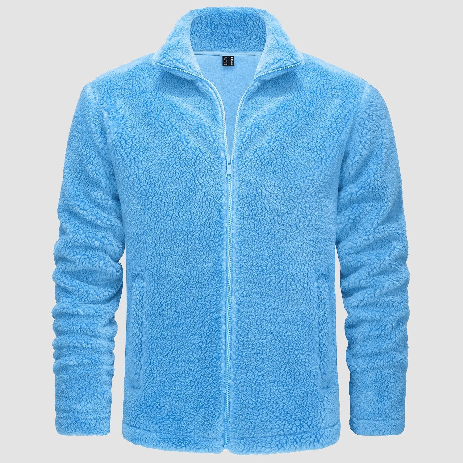 Men's Fluffy Sherpa Fleece Jacket Full Zip Casual Winter Outwear - MAGCOMSEN
