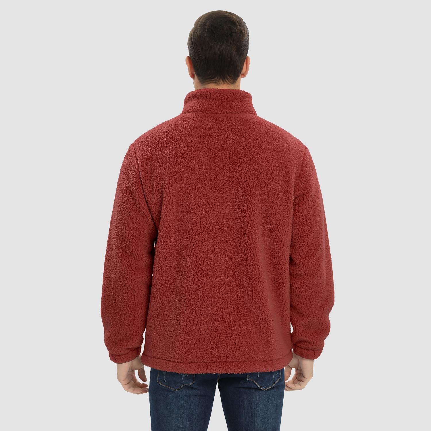Men's Fluffy Sherpa Fleece Jacket Full Zip Casual Winter Outwear - MAGCOMSEN
