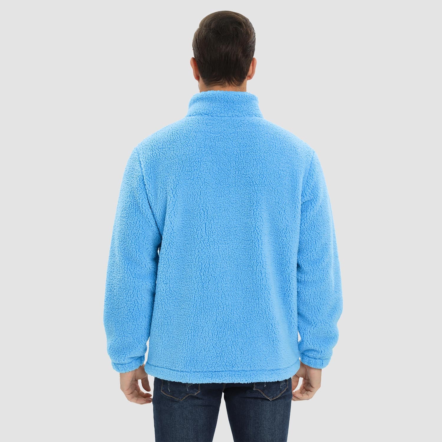 Men's Fluffy Sherpa Fleece Jacket Full Zip Casual Winter Outwear - MAGCOMSEN