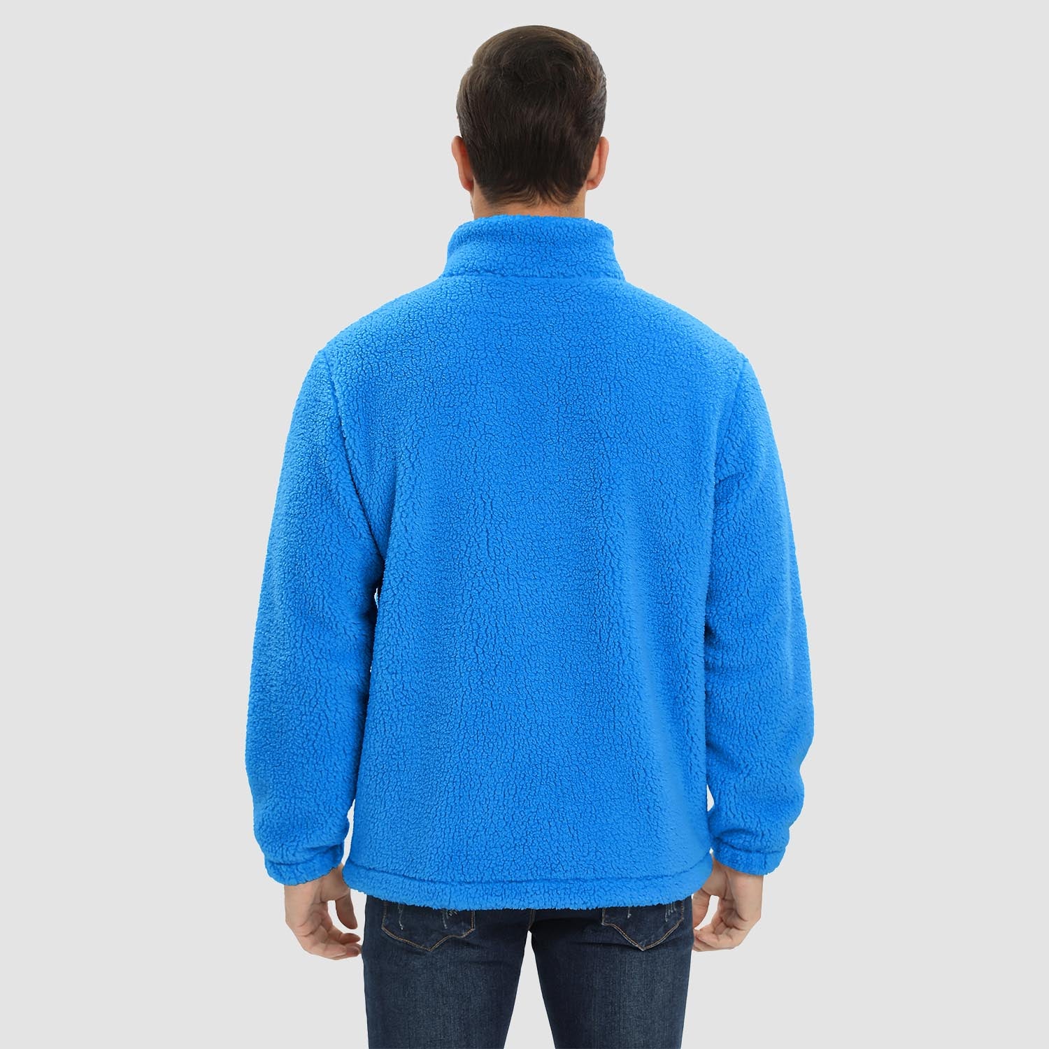Men's Fluffy Sherpa Fleece Jacket Full Zip Casual Winter Outwear - MAGCOMSEN