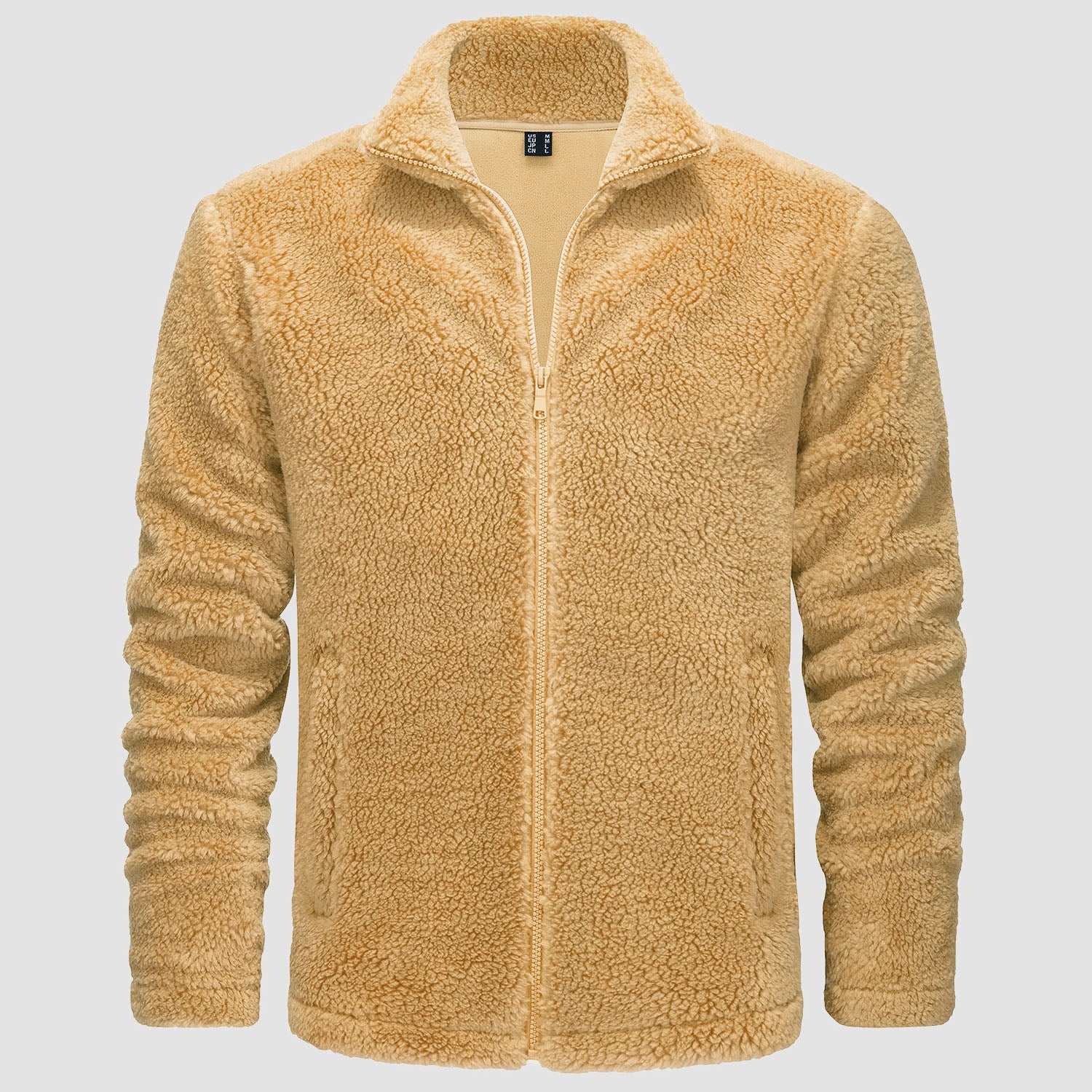 Men's Fluffy Sherpa Fleece Jacket Full Zip Casual Winter Outwear - MAGCOMSEN