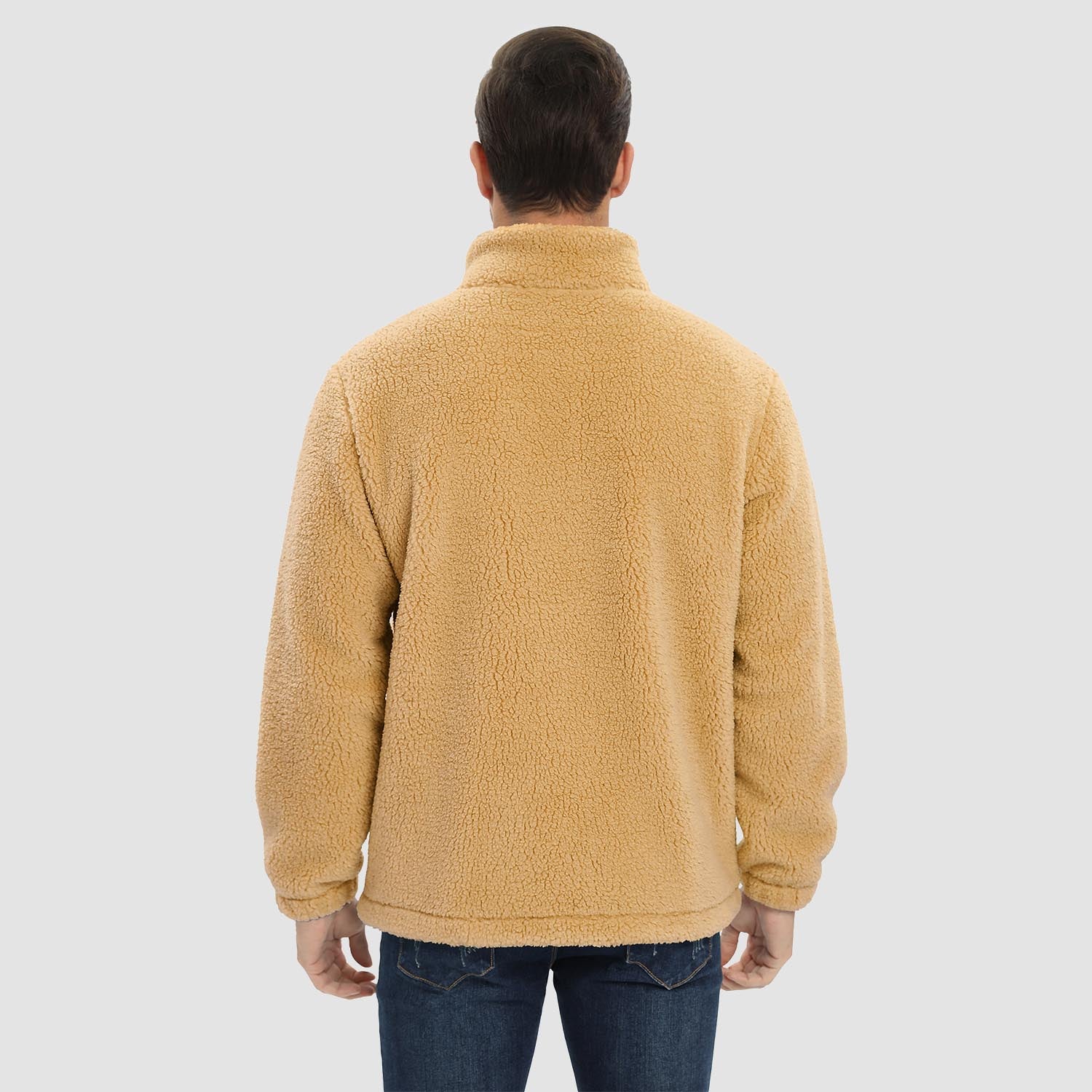 Men's Fluffy Sherpa Fleece Jacket Full Zip Casual Winter Outwear - MAGCOMSEN