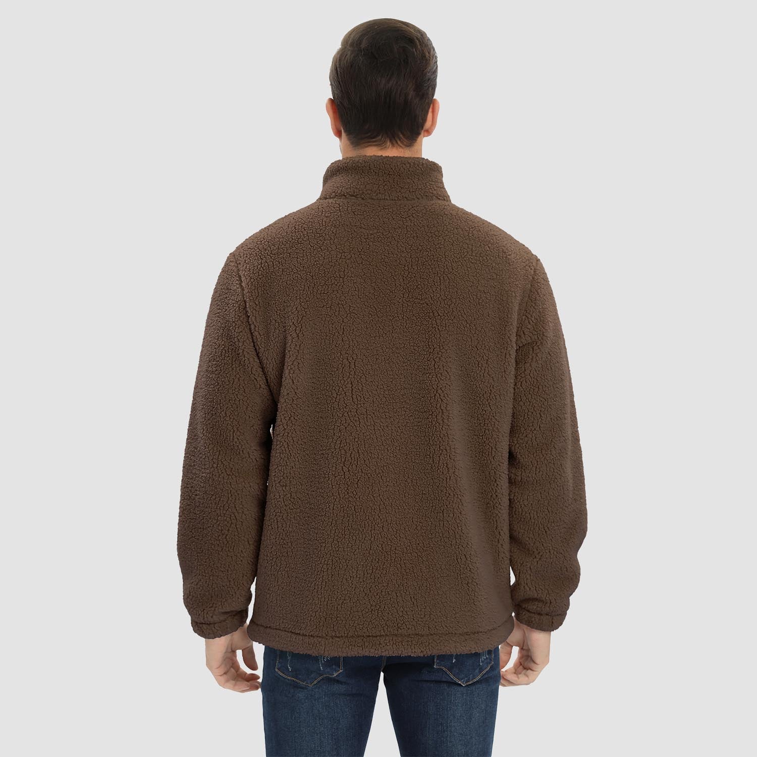 Men's Fluffy Sherpa Fleece Jacket Full Zip Casual Winter Outwear - MAGCOMSEN