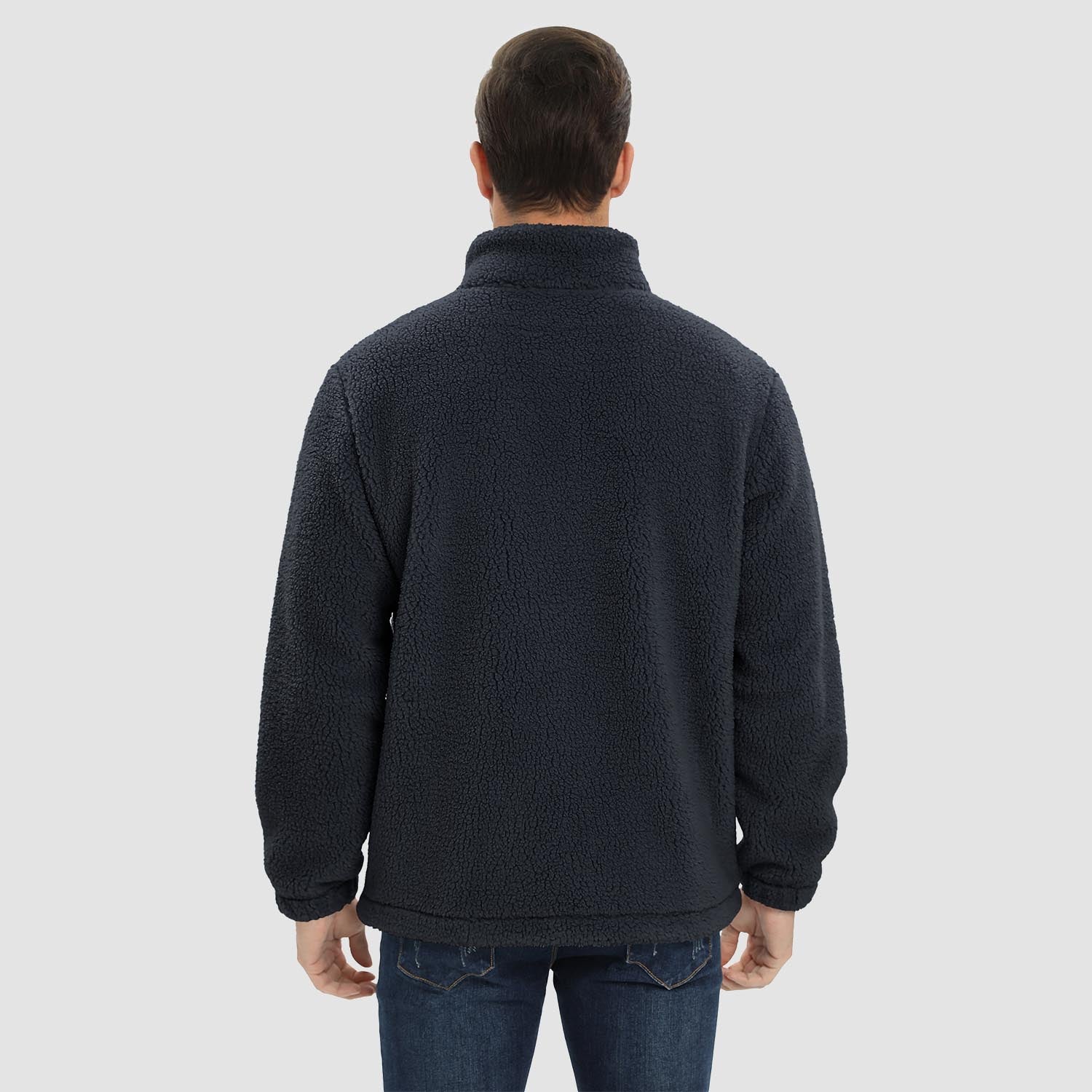 Men's Fluffy Sherpa Fleece Jacket Full Zip Casual Winter Outwear - MAGCOMSEN